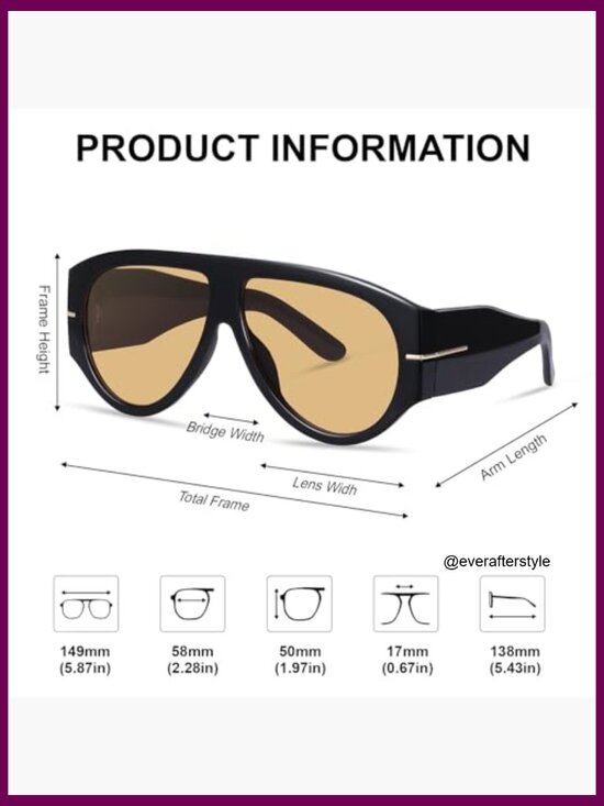 Oversized Retro Aviator Sunglasses with UV400 Protection
